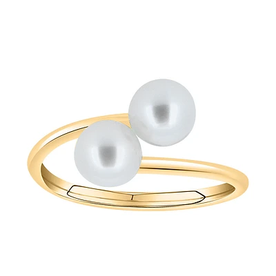 Ring with White Pearls in 10kt Yellow Gold