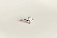 Ring with 7X5MM Aquamarine and .10 Carat TW of Diamonds in 14kt White Gold
