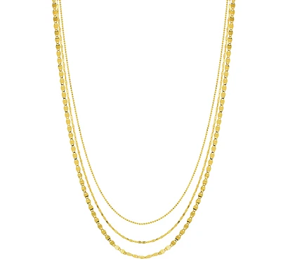 Triple Stacking Chain with Beaded, Rolo and Tinsel Links in 10kt Yellow Gold