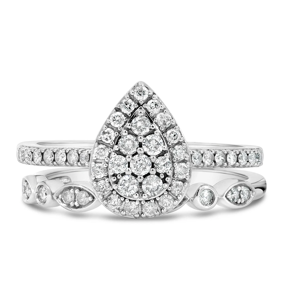 Halo Bridal Set with .50 Carat TW of Diamonds in 10kt White Gold
