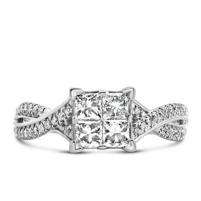 Engagement Ring with 1.00 Carat TW of Diamonds in 10kt White Gold