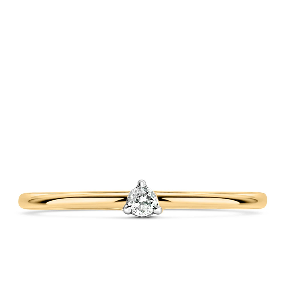 Petite Solitaire Ring with .05 Carat Diamond in 10kt Yellow Gold