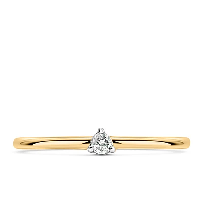 Petite Solitaire Ring with .05 Carat Diamond in 10kt Yellow Gold