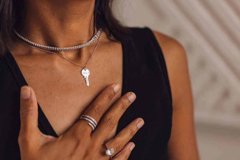 Tennis Necklace with 7.00 Carat TW of Lab Created Diamonds in 14kt White Gold
