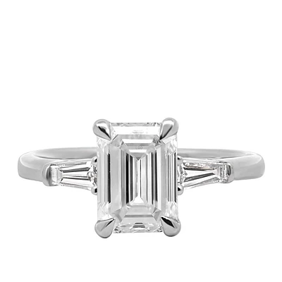 Emerald Cut Engagement Ring with 2.80 Carat TW of Lab Created Diamonds in 14kt White Gold