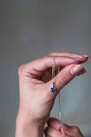 Pendant with 5.5MM Amethyst in 10kt White Gold with Chain