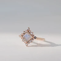 Ring with 6X6MM Princess Cut Labradorite and White Topaz in 10kt Rose Gold