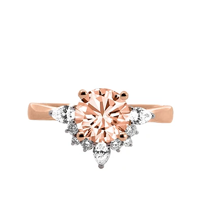 Ring with 7MM Round Morganite and .25 Carat TW of Diamonds in 14kt Rose Gold