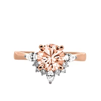Ring with 7MM Round Morganite and .25 Carat TW of Diamonds in 14kt Rose Gold