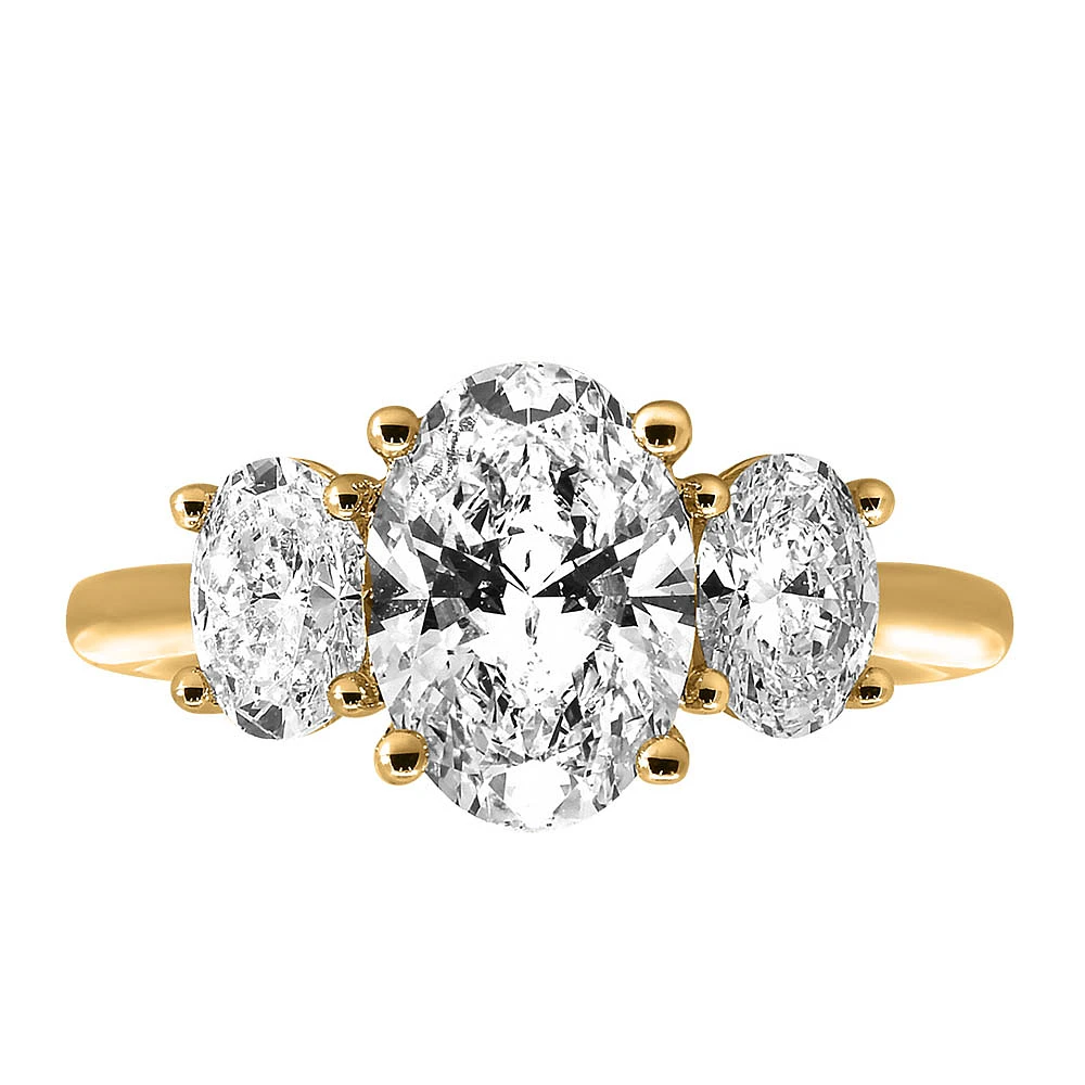 Oval Trinity Engagement Ring with 3.00 Carat TW of Lab Created Diamonds in 14kt Yellow Gold