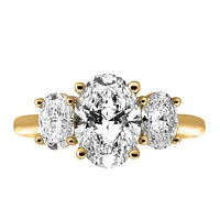 Oval Trinity Engagement Ring with 3.00 Carat TW of Lab Created Diamonds in 14kt Yellow Gold