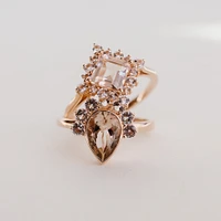 Ring with 6MM Morganite and White Topaz in 10kt Rose Gold