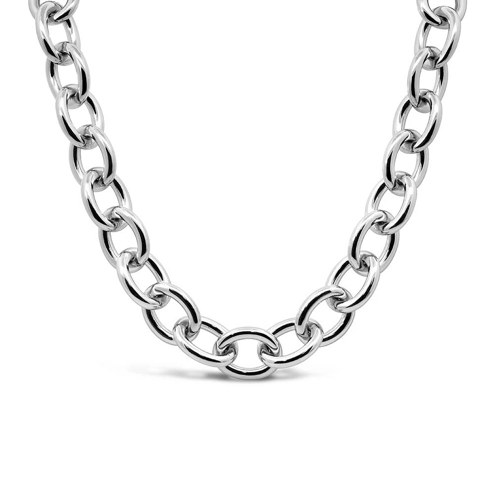 15″-17.25″ 10.5MM Astrid Oval Link Necklace in Sterling Silver