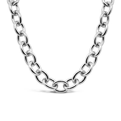 15″-17.25″ 10.5MM Astrid Oval Link Necklace in Sterling Silver