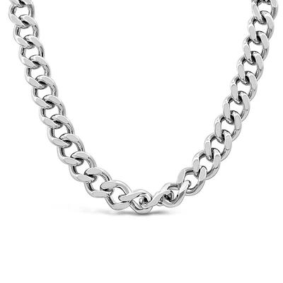 15″-17.5″ 9.5MM Athena Curb Necklace in Sterling Silver