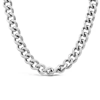15″-17.5″ 9.5MM Athena Curb Necklace in Sterling Silver