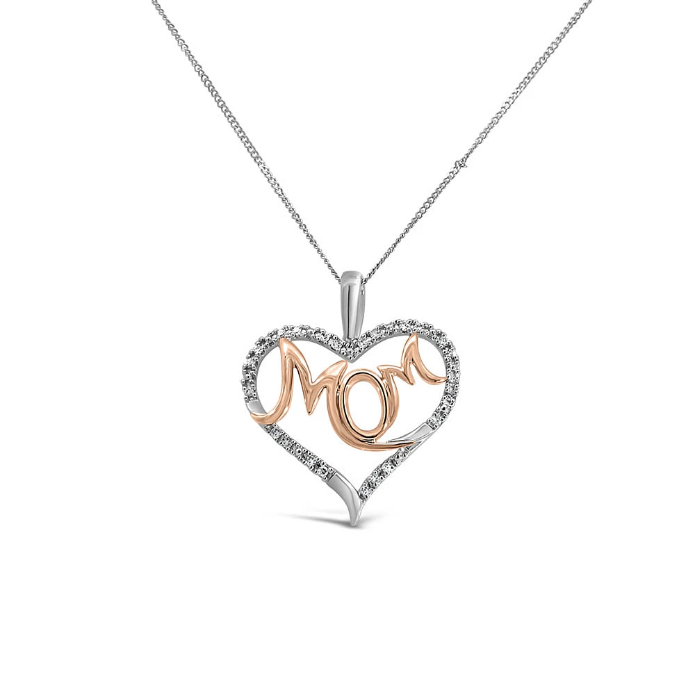 Mom Pendant with .08 Carat TW of Diamonds in 10kt White and Rose Gold
