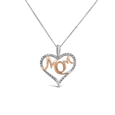 Mom Pendant with .08 Carat TW of Diamonds in 10kt White and Rose Gold