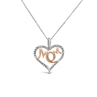 Mom Pendant with .08 Carat TW of Diamonds in 10kt White and Rose Gold