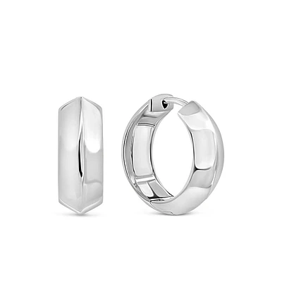 8MM Adeline Edge Hoop Earrings in Sterling Silver
