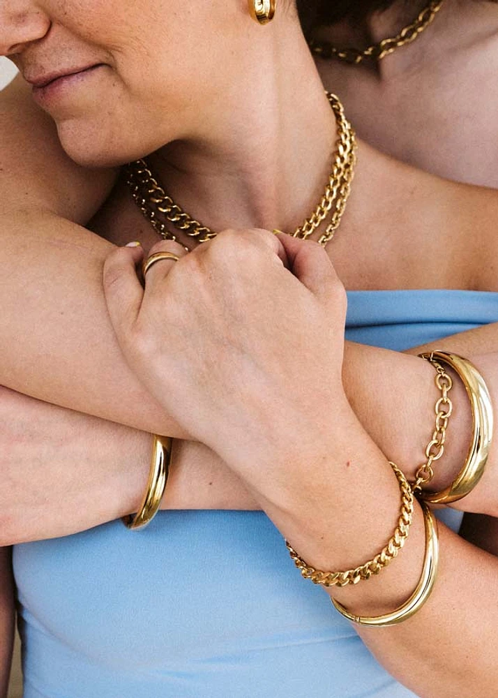 6.5″-7.5″ 7.5MM Athena Curb Bracelet in Gold Vermeil Sterling Silver
