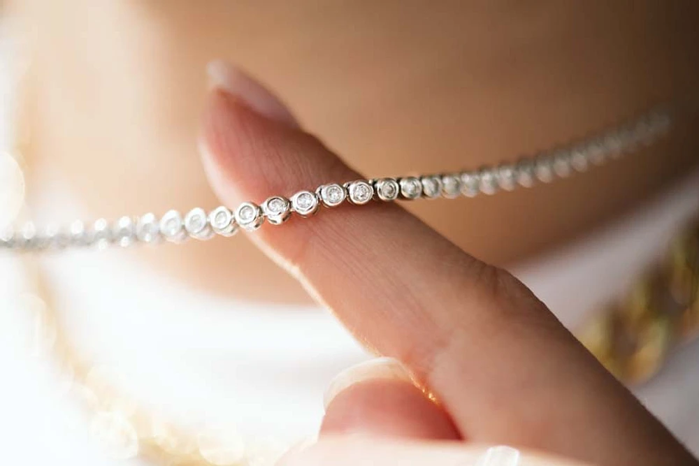 15.5″-17.5″ Tennis Necklace with 1.00 Carat TW of Diamonds in 14kt White Gold