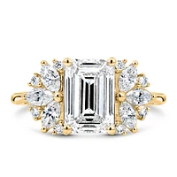 Emerald Cut Engagement Ring with Carat TW of Lab Created Diamonds in 14kt Yellow Gold
