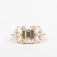 Emerald Cut Engagement Ring with Carat TW of Lab Created Diamonds in 14kt Yellow Gold