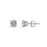 Classic Solitaire Stud Earrings with Carat TW of Lab Created Diamonds in 14kt White Gold