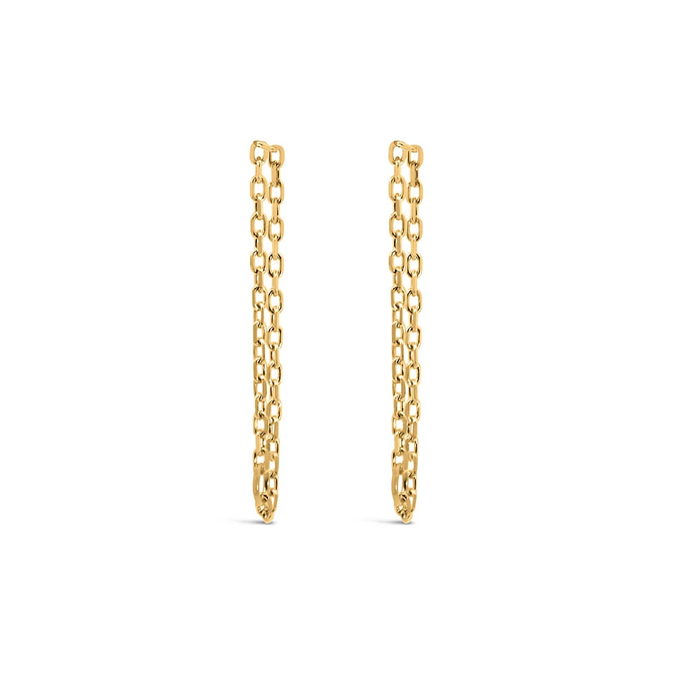 1″ Double Chain Earrings in 10kt Yellow Gold