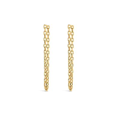1″ Double Chain Earrings in 10kt Yellow Gold