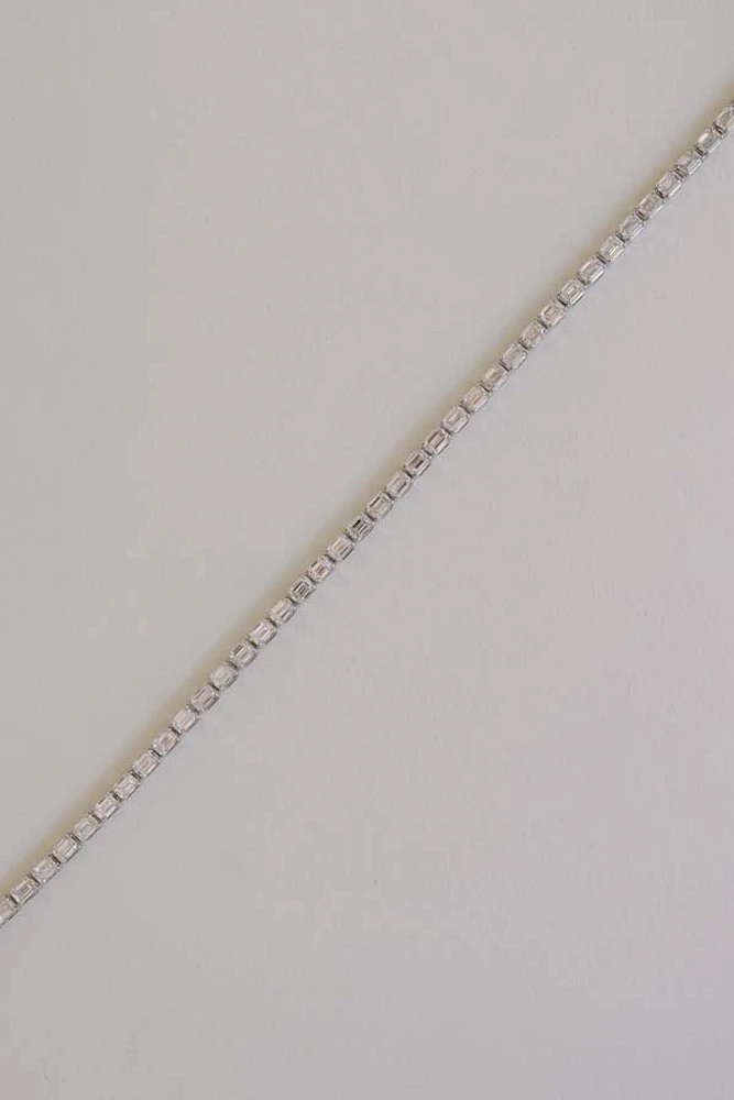 Emerald Cut Tennis Bracelet with 5.00 Carat TW of Lab Created Diamonds in 14kt White Gold