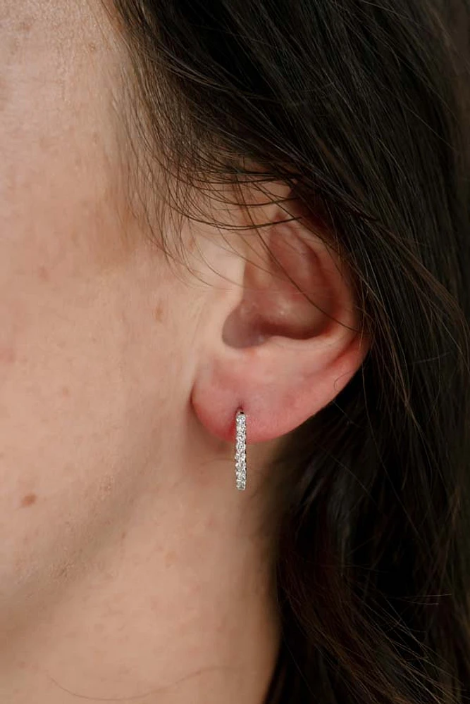 15MM Pave Hoop Earrings with .50 Carat TW of Lab Created Diamonds in 14kt White Gold
