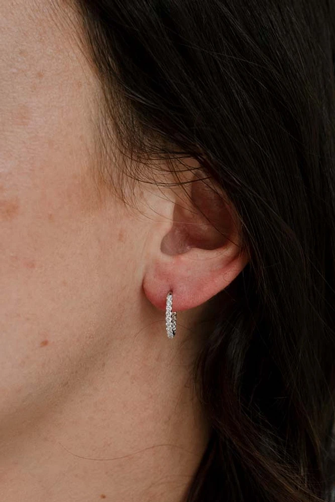 15MM Pave Hoop Earrings with .50 Carat TW of Lab Created Diamonds in 14kt White Gold