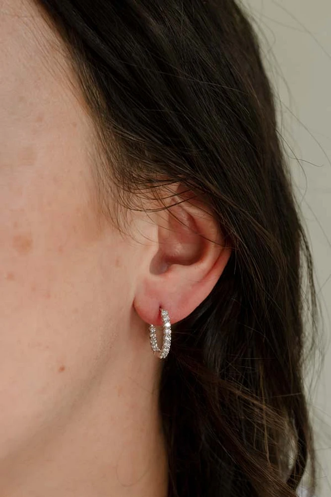 17MM Pave Hoop Earrings with 1.00 Carat TW of Lab Created Diamonds in 14kt White Gold