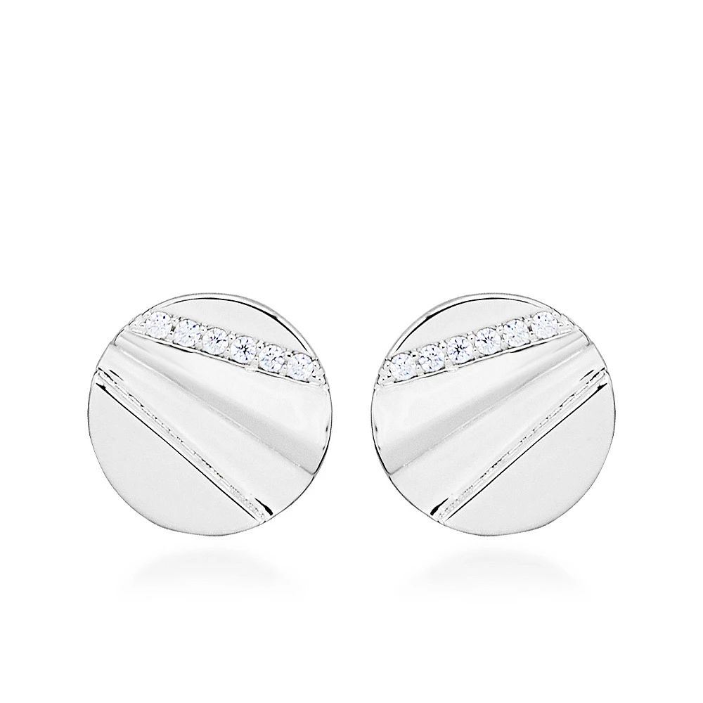 Circle Earrings with Cubic Zirconia in Sterling Silver