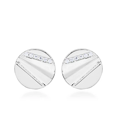 Circle Earrings with Cubic Zirconia in Sterling Silver