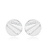 Circle Earrings with Cubic Zirconia in Sterling Silver