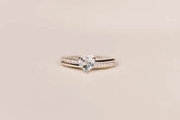 Ring with .10 Carat TW of Diamonds and 6MM Heart Shape Aquamarine in 10kt White Gold