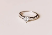 Ring with .10 Carat TW of Diamonds and 6MM Heart Shape Aquamarine in 10kt White Gold