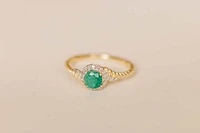 Halo Ring with .10 Carat TW of Diamonds and 5MM Emerald in 10kt Yellow Gold