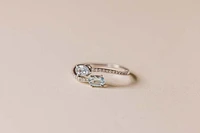 Bypass Ring with .17 Carat TW of Diamonds and 6x4MM Aquamarine in 10kt White Gold
