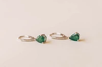Dangle Earrings with .10 Carat TW of Diamonds and Pear Shape Emerald in 10kt White Gold