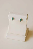 Halo Earrings with .17 Carat TW of Diamonds and 6x4MM Oval Emerald in 10kt White Gold