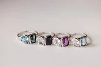 Toi et Moi Ring with Amethyst and White Topaz in 14kt White Gold