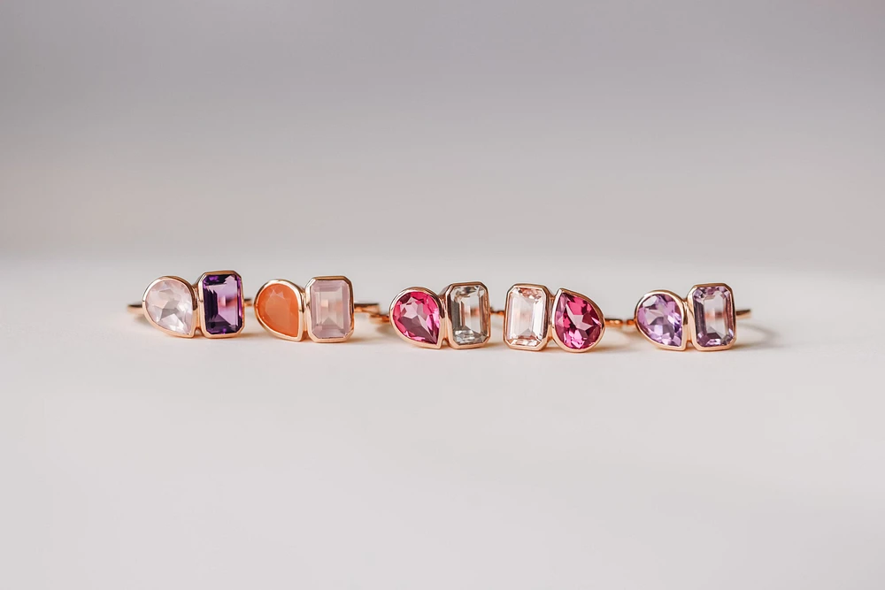 Toi et Moi Ring with Pink and Purple Amethyst in 14kt Rose Gold
