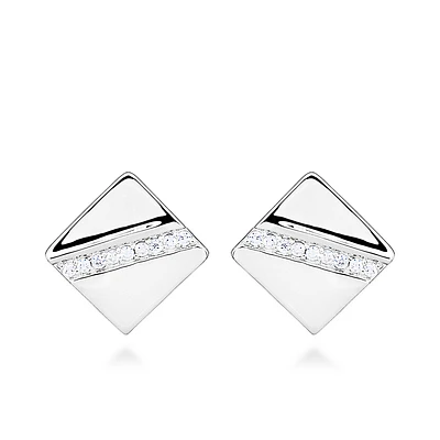 Square Earrings with Cubic Zirconia in Gold Plated Sterling Silver