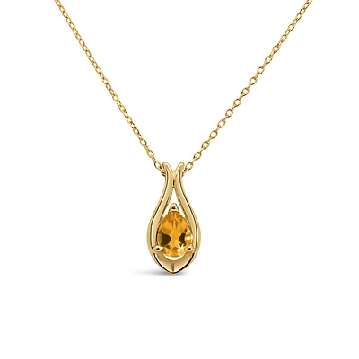 Pendant with 7x5MM Pear Shape Citrine in 10kt Yellow Gold with Chain
