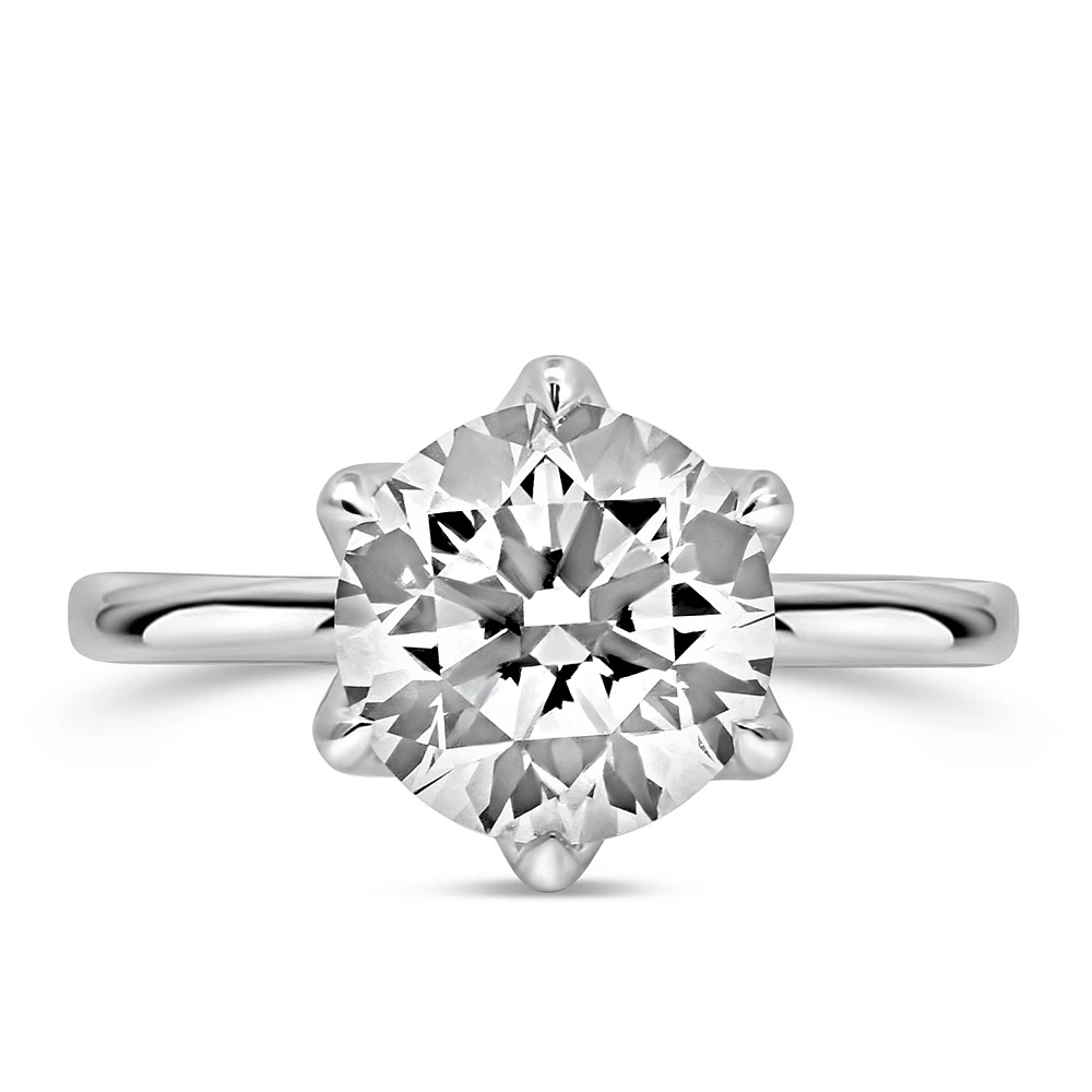 Solitaire Engagement Ring with 3.00 Carat Lab Created Diamond in 14kt White Gold