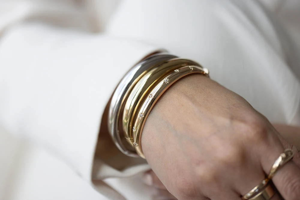 7″ 1970s Barbie Starlight Bangle with .15 Carat TW of Diamonds in 10kt Yellow Gold